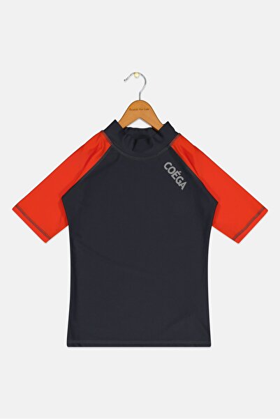 Coega Sunwear Kids Boy Brand Logo Rash Guard, Dark Grey