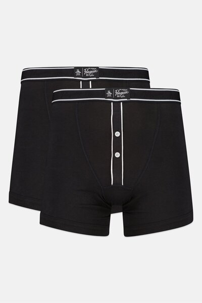 Original Penguin مجموعة من قطعتين من بوكسرات الرجال ذات الشعار التجاري، باللون الأسود