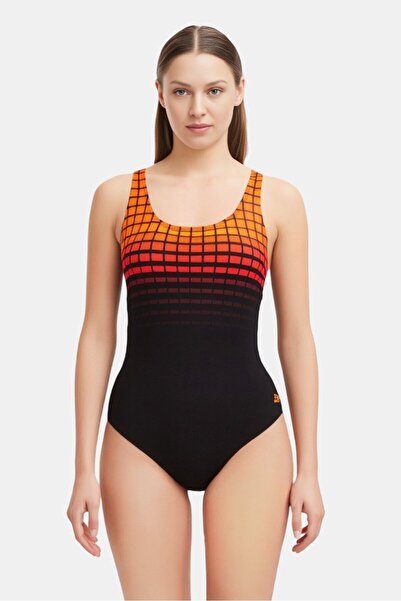 Zoggs قطعة واحدة نسائية غير مبطنة ومطرزة بشعار، متعددة الألوان