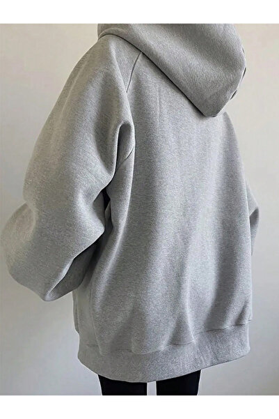 Köstebek Gray Melange 3 Thread Raised Thick Fabric Hoodie