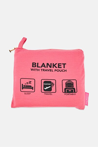 ISAAC MIZRAHI Travel Blanket With Travel Pouch, Fuchsia