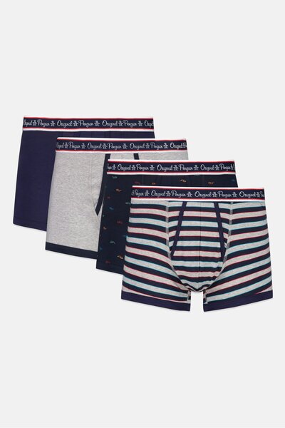Original Penguin Men 4 Pcs Brand Logo Pull On Trunks, Multicolor