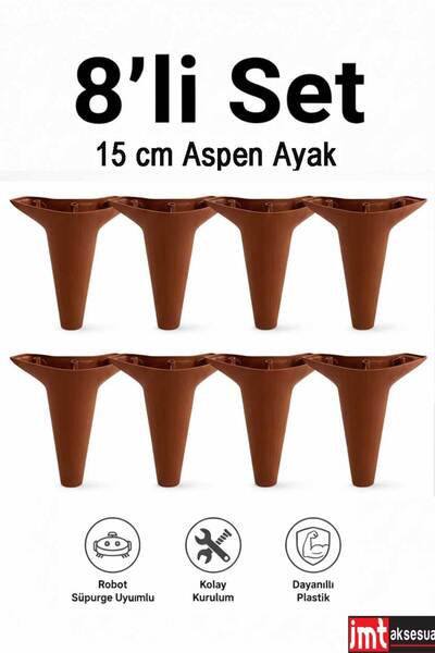İMT AKSESUAR Aspen 15 cm (8'li Set) Koltuk Baza Dolap Tv ünitesi Yatak Odası ...