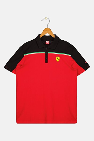 Puma Kids Boy Brand Logo Short Sleeve Outdoor Polo Shirt, Red