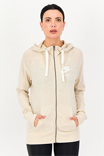 Nike Women Loose Fit Long Sleeves Outdoor Hoodie, Beige