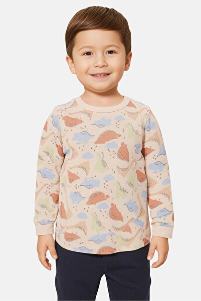 Sinsay Fox And Bunny By Toddlers Boy Crew Neck Long Sleeves Graphic Print T-Shirt, Multicolor