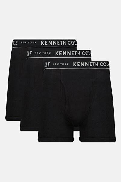 Kenneth Cole Men 3 Pieces Brand Logo Boxer Brief, Black