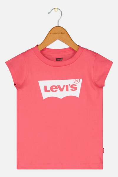 Levi's Toddlers Girl Crew Neck Brand Logo Short Sleeves T-Shirt, Pink