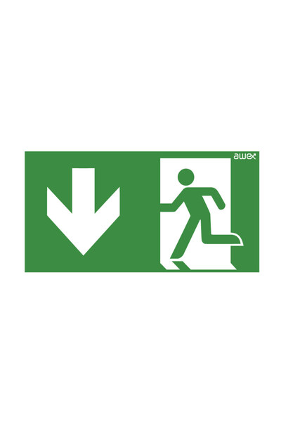 Other Pictogramă DIRECȚIE CĂTRE IEȘIRE DE URGENȚĂ JOS partea stângă 150x300mm