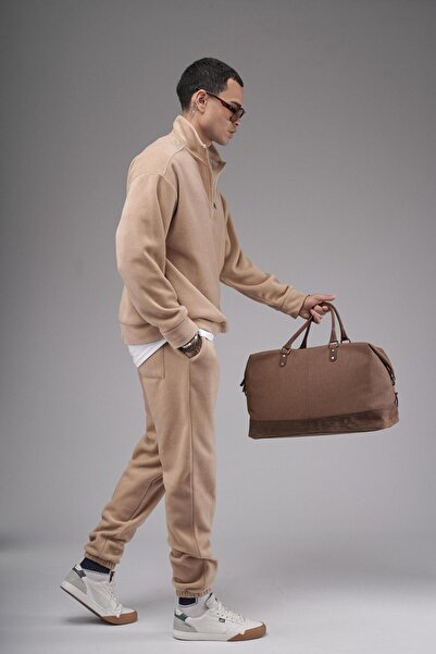 king brich Oversize Fit Collar Zippered Fleece Bottom and Top Set