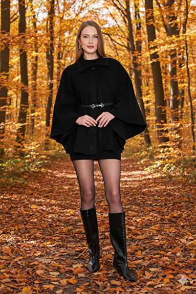 beeke Women's Belted Cashmere Poncho New Season Black Beeke-1435