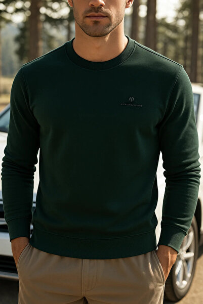 SILVANO Erkek Mevsimlik Salaş Uzun Kol Yeşil Sweatshirt