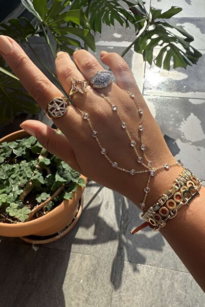 My Joyas Design 14K Altın Kaplama İkili Taşlı Şahmeran