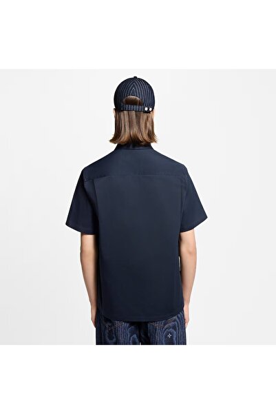 Luxury Brands Boutique Louis V. Monogram Pocket Short-Sleeved Mavi Shirt