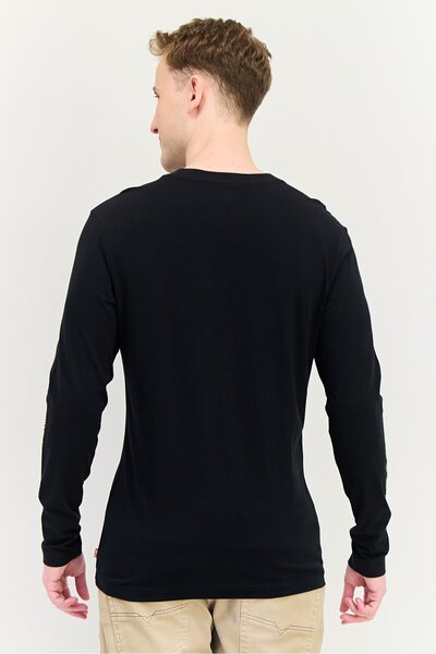 Levi's Men Crew Neck Brand Logo Long Sleeves T-Shirt, Black