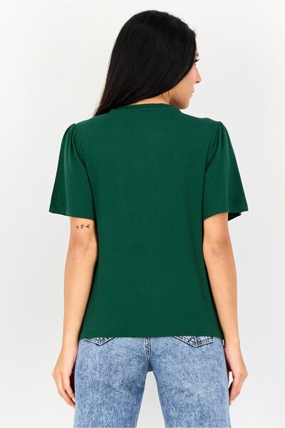 Levi's Women Crew Neck Short Sleeve Textured T-shirt, Dark Green