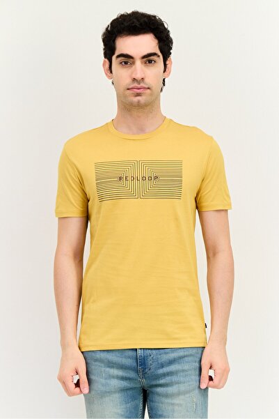 Levi's Men Crew Neck Short Sleeve Graphic Print T-Shirt, Mustard