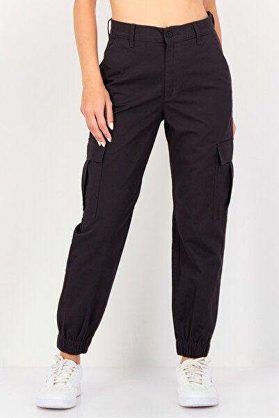 Levi's Women Regular Fit Embroidered Logo Cargo Pants, Charcoal