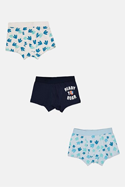 Jurassic Park Kids Boy 3 Pieces Allover Print Boxers, Multicolor