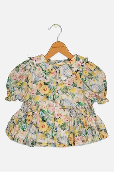 Gingersnaps Toddlers Girl Short Sleeve Floral Print Top, Multicolor