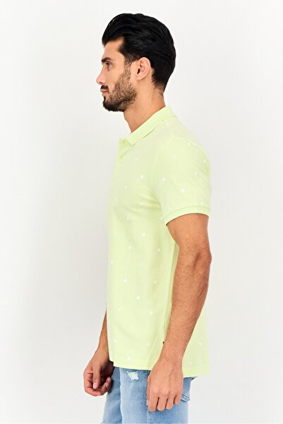 Levi's Men Regular Fit Short Sleeve Allover Print Polo Shirt, Lime Green