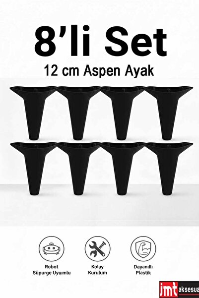 İMT AKSESUAR Aspen 12 cm (8'li Set) Koltuk Baza Dolap Tv ünitesi Yatak Odası ...
