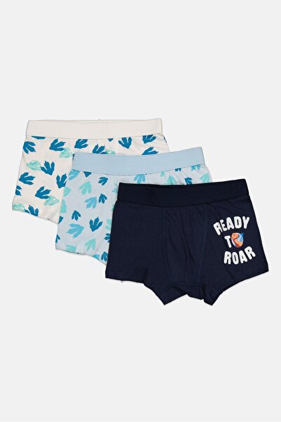 Jurassic Park Kids Boy 3 Pieces Allover Print Boxers, Multicolor