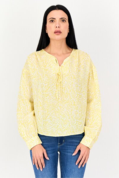 Levi's Women Tie Neck Long Sleeve Allover Print Top, Multicolor