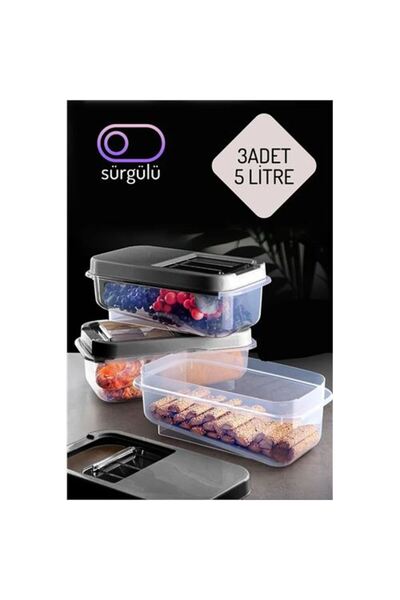 Marsilyan Erzak legume storage container 3-piece set 5 lt anthracite