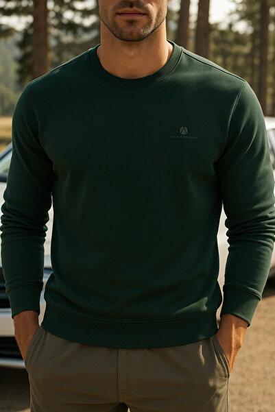 SILVANO Erkek Mevsimlik Salaş Uzun Kol Yeşil Sweatshirt