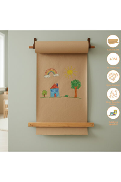 Pooki playroom Montessori Duvara Monte Boya Ve Çizim Rulo Aktivite Kraft Kağıt 50 cm