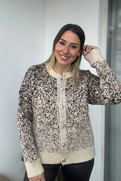 Kubos Moda كارديجان بيج بياقة دائرية بنقشة الثلج