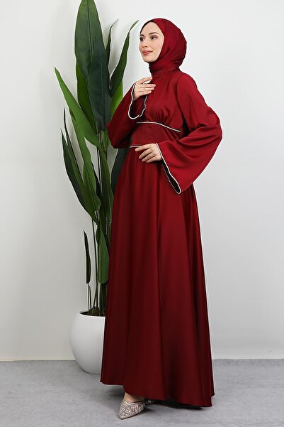 GİYZAMİLA Funda Saten Dress Burgundy