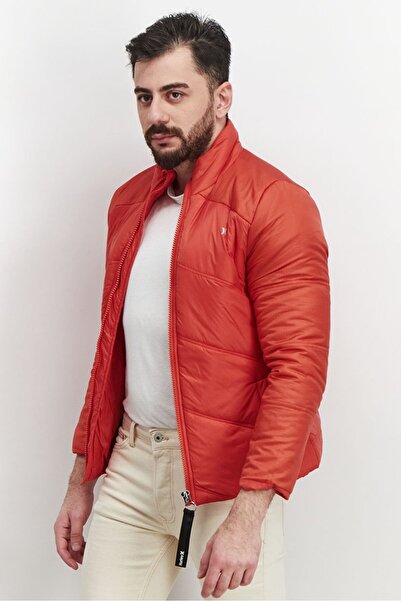 Hurley Men Full Zip Brand Logo Puffer Jacket, Red