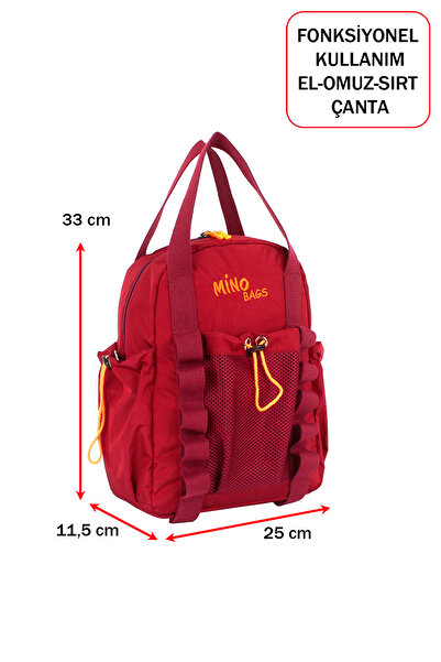 Dada Functional Ultra-Light Burgundy Women's Backpack Use on Hand and Shoulder New Generation Water Repellent Fabric
