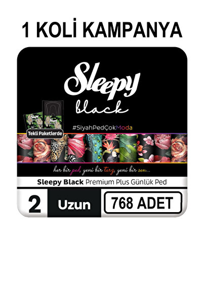 Sleepy Black Premium Plus Günlük Ped 768 Adet 1 Koli (64'lü 12 Adet)