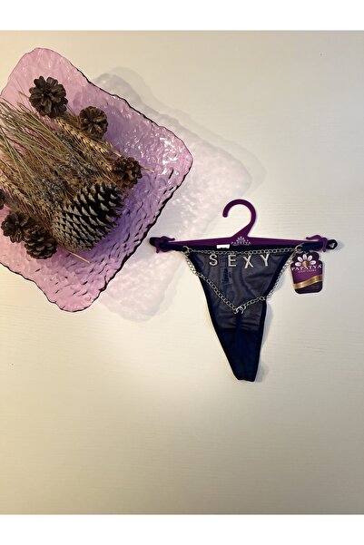 DellaTen Lingerie Zincir Detaylı "SEXY" Yazılı Tanga Kadın İç Çamaşırı