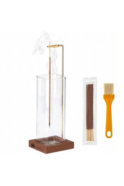 Generic Brand Incense Holder with Square Glass Ash Catcher, Mess-Free Incense...