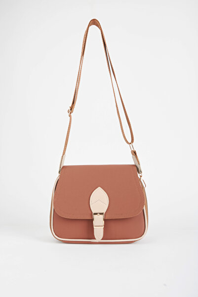 Vivaq Women's Clover Tan Cream 4-Pocket Handbag with Flap, Zipper and Snap Closure