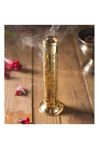 Generic Brand HOOJO® Brass Vertical Incense Burner for Dhoop & Sambrani – Han...