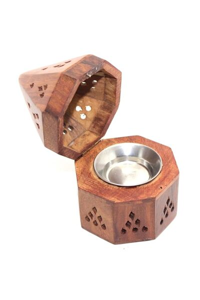 Generic Brand Govinda - 5 Inch Temple Wooden Charcoal/Cone Burner