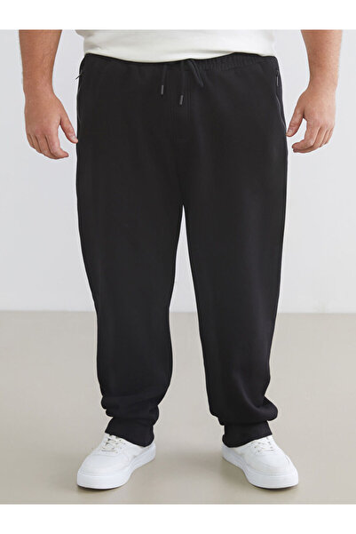 LC Waikiki Μαύρο ανδρικό παντελόνι jogger μεγάλου μεγέθους