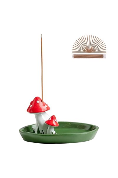 Generic Brand Cute Mushroom Incense Holder with 30 Incense Sticks, Handmade R...