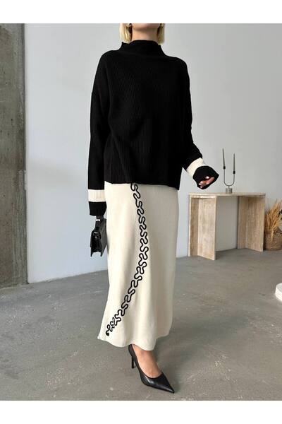 GİYSİ DÜNYASI 57 Knitwear Fabric Sweater Skirt 2-Piece Set