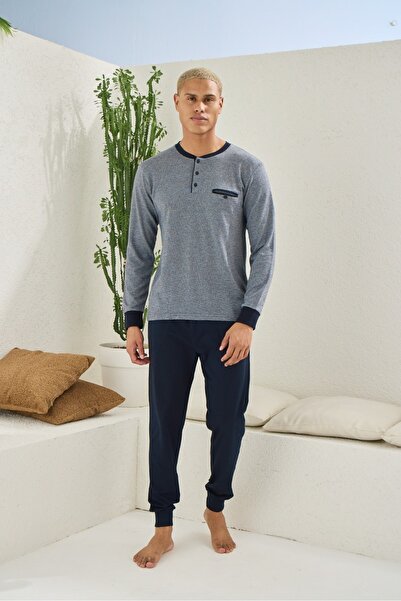 Montazah Ανδρικό σετ πιτζάμες με βαμβακερή επένδυση