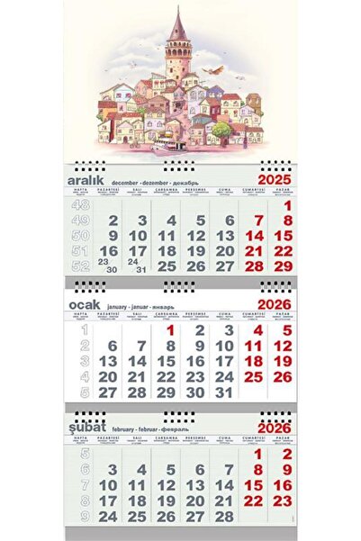 Halk Kitabevi Galata Kulesi 2026 Gemici Duvar Takvimi