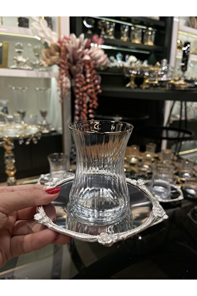 P&ORA PREMIUM KITCHEN PRODUCTS First Class Silver Plate Silver Gilt Crystal Tea Set for 6 People with Cups