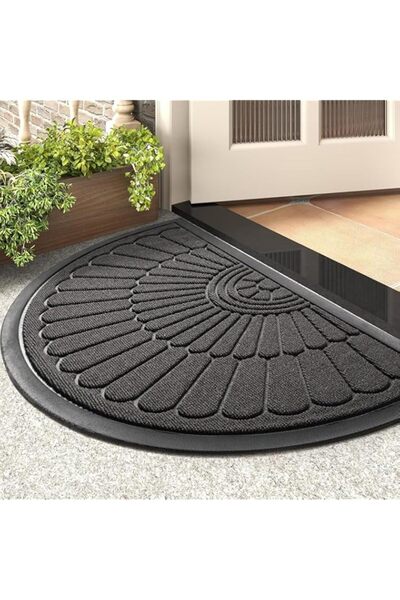 Generic Door Mat, Outdoor Indoor Entrance Doormat-Semicircular Durable Rubber Non Slip Front Door Mat for O