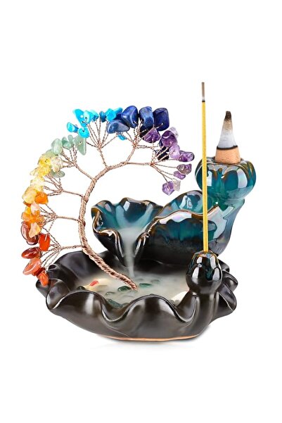 Generic Brand CYYKDA Backflow Incense Burner Ceramic Incense Waterfall 7 Chak...