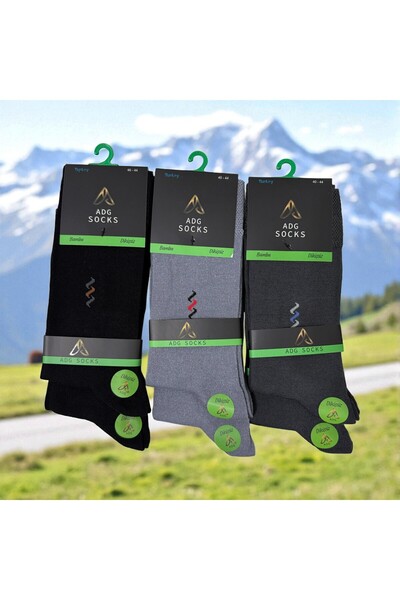 ADG SOCKS جوارب رجالية طويلة خياطة مخفية من الخيزران، عبوة مختلطة من 12 قطعة